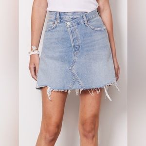 Agolde Criss Cross Denim Mini Skirt